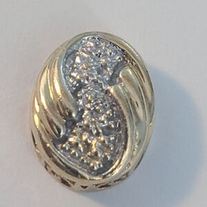 Vintage Richard Klein 10K Yellow Gold Diamond Oval Slide Charm